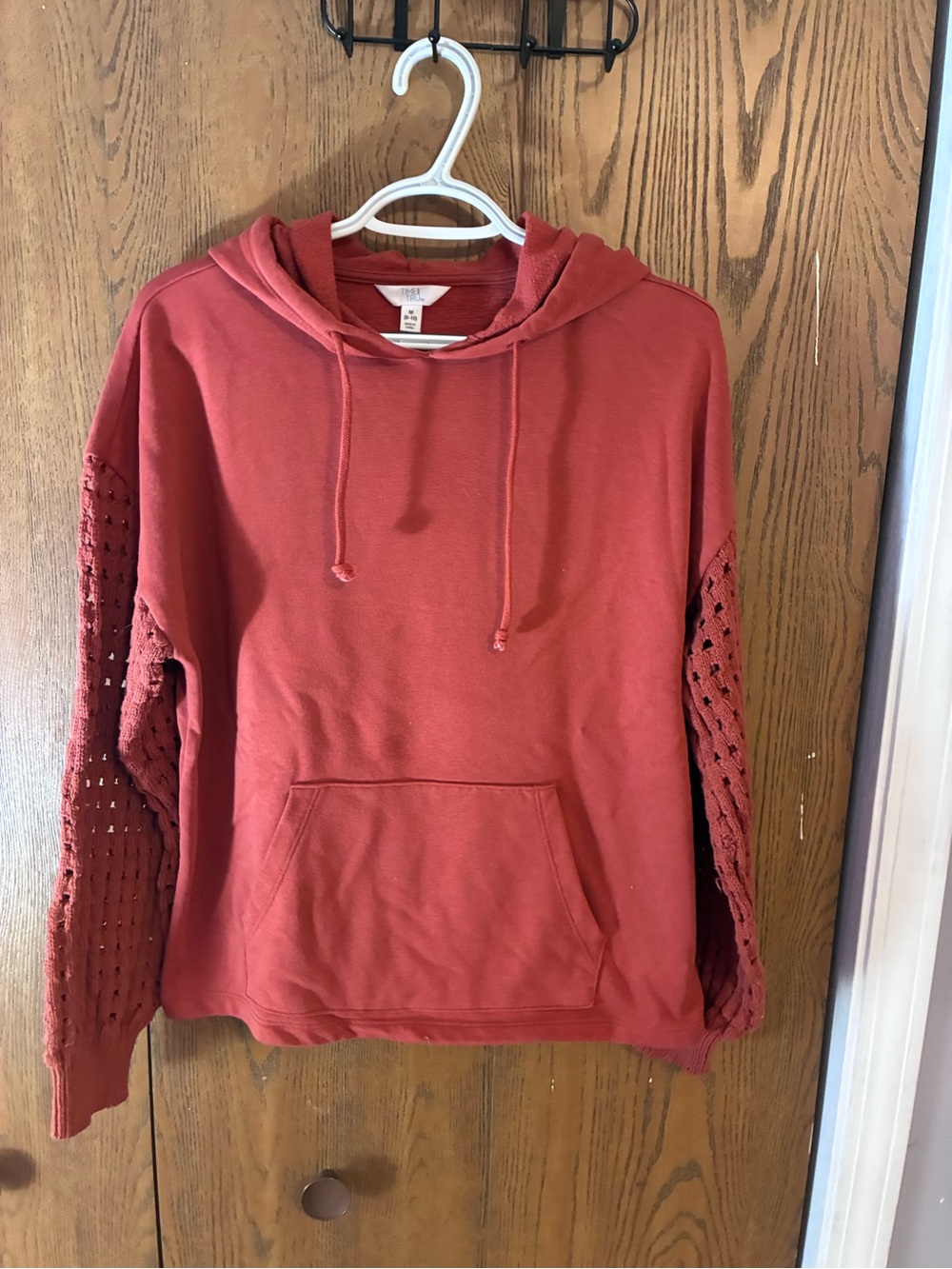 Women’s Rust Crochet-Sleeve Hoodie - Unknown Brand